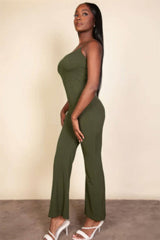 Ribbed sleeveless wide leg jumpsuit - Fit Me For 20