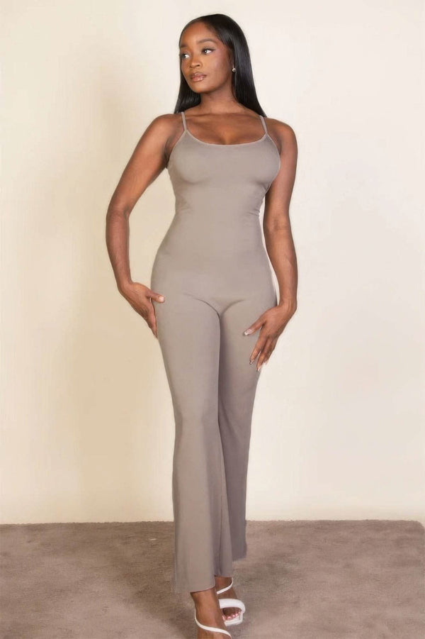 Ribbed sleeveless wide leg jumpsuit - Fit Me For 20