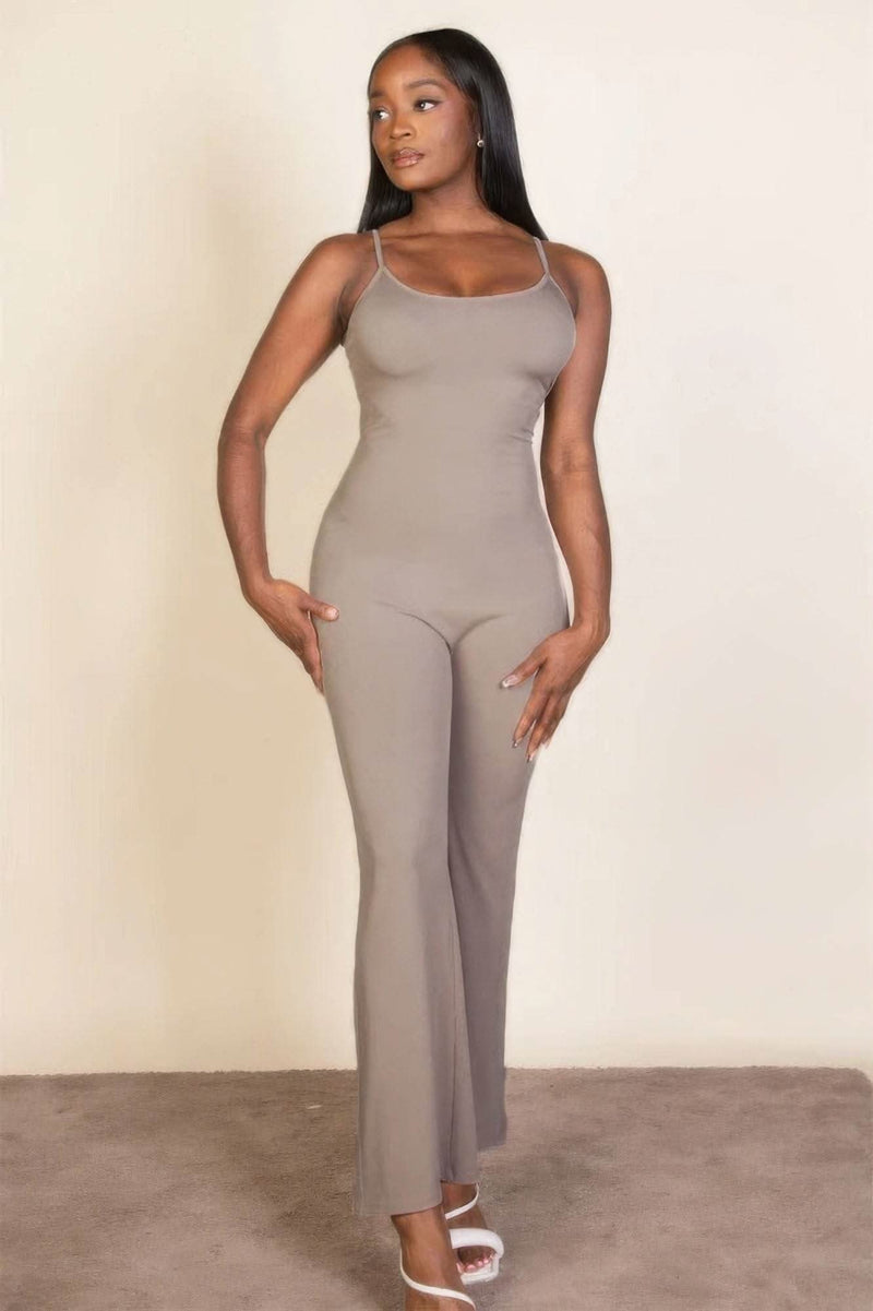 Ribbed sleeveless wide leg jumpsuit - Fit Me For 20