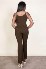 Ribbed sleeveless wide leg jumpsuit - Fit Me For 20