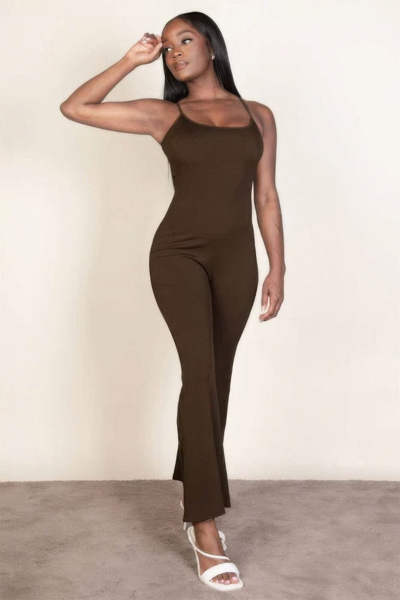 Ribbed sleeveless wide leg jumpsuit - Fit Me For 20