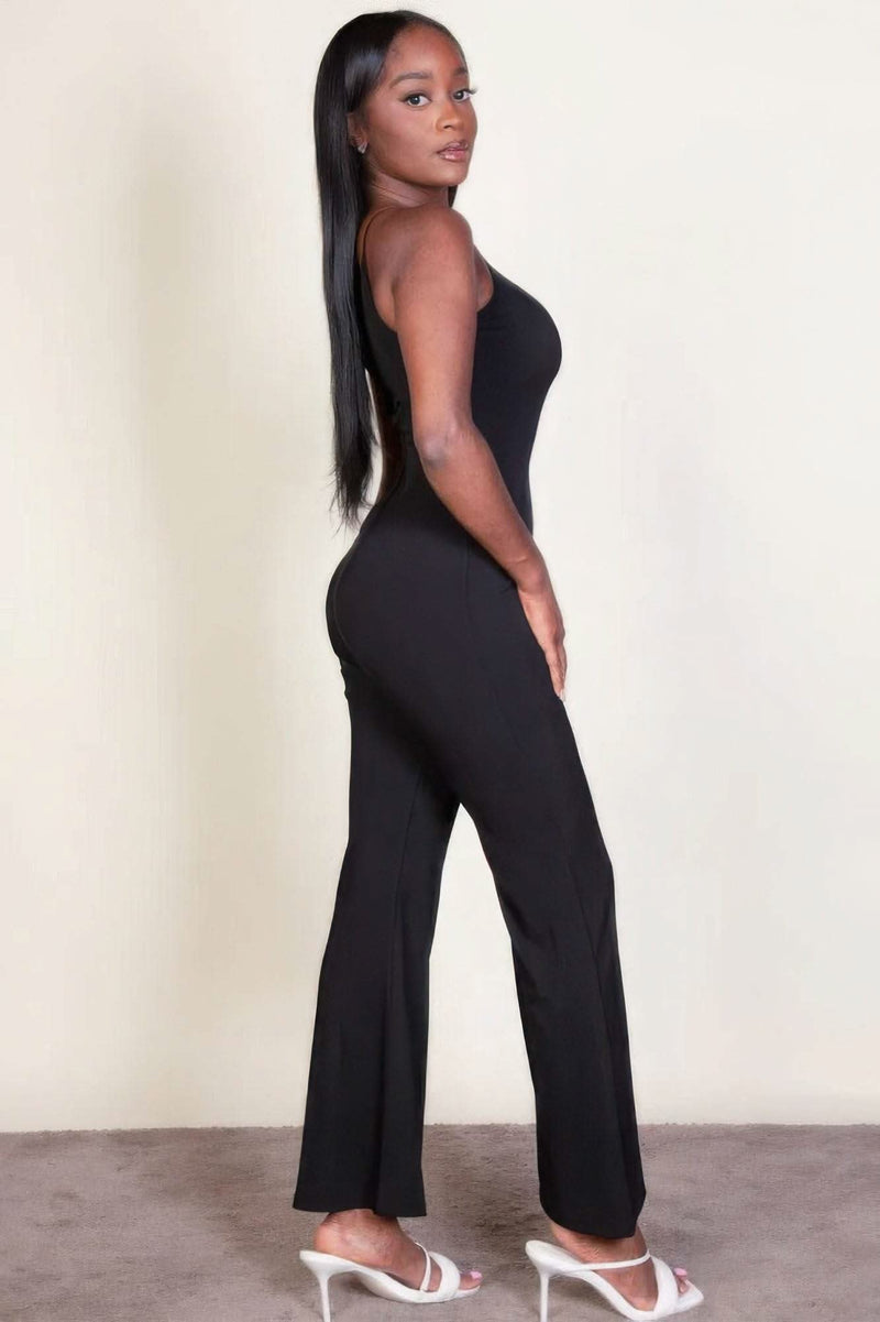 Ribbed sleeveless wide leg jumpsuit - Fit Me For 20
