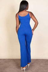Ribbed sleeveless wide leg jumpsuit - Fit Me For 20