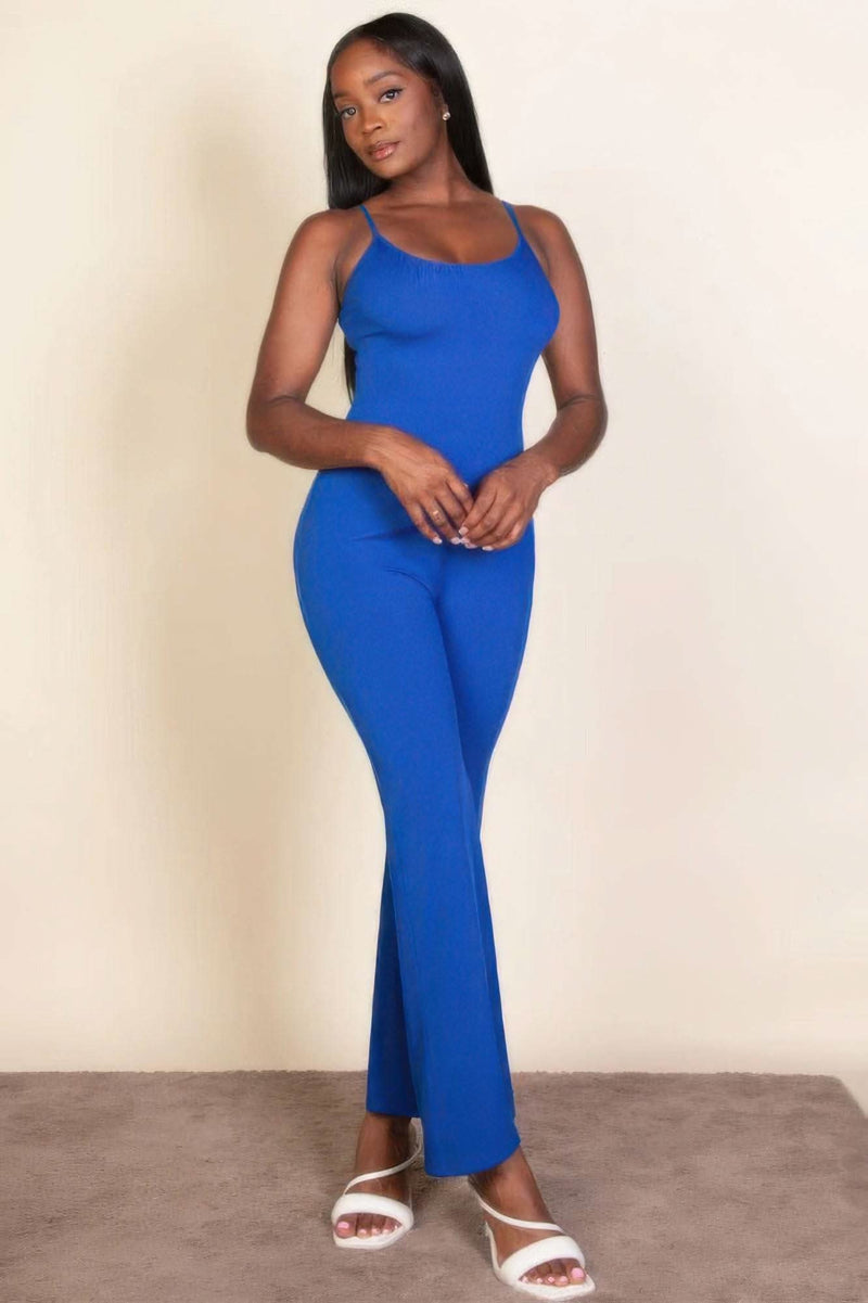 Ribbed sleeveless wide leg jumpsuit - Fit Me For 20