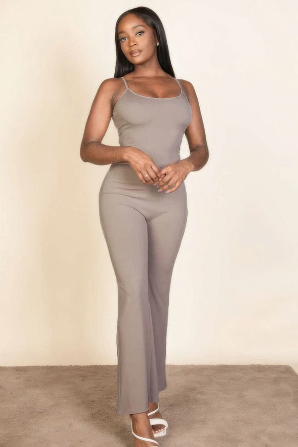 Ribbed sleeveless wide leg jumpsuit - Fit Me For 20