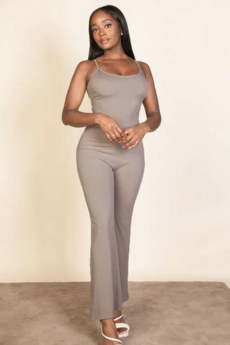 Ribbed sleeveless wide leg jumpsuit - Fit Me For 20