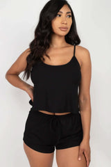 Ribbed Strappy Top & Shorts Set - Fit Me For 20