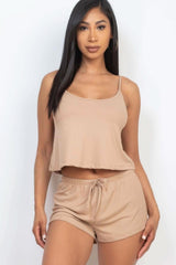 Ribbed Strappy Top & Shorts Set - Fit Me For 20