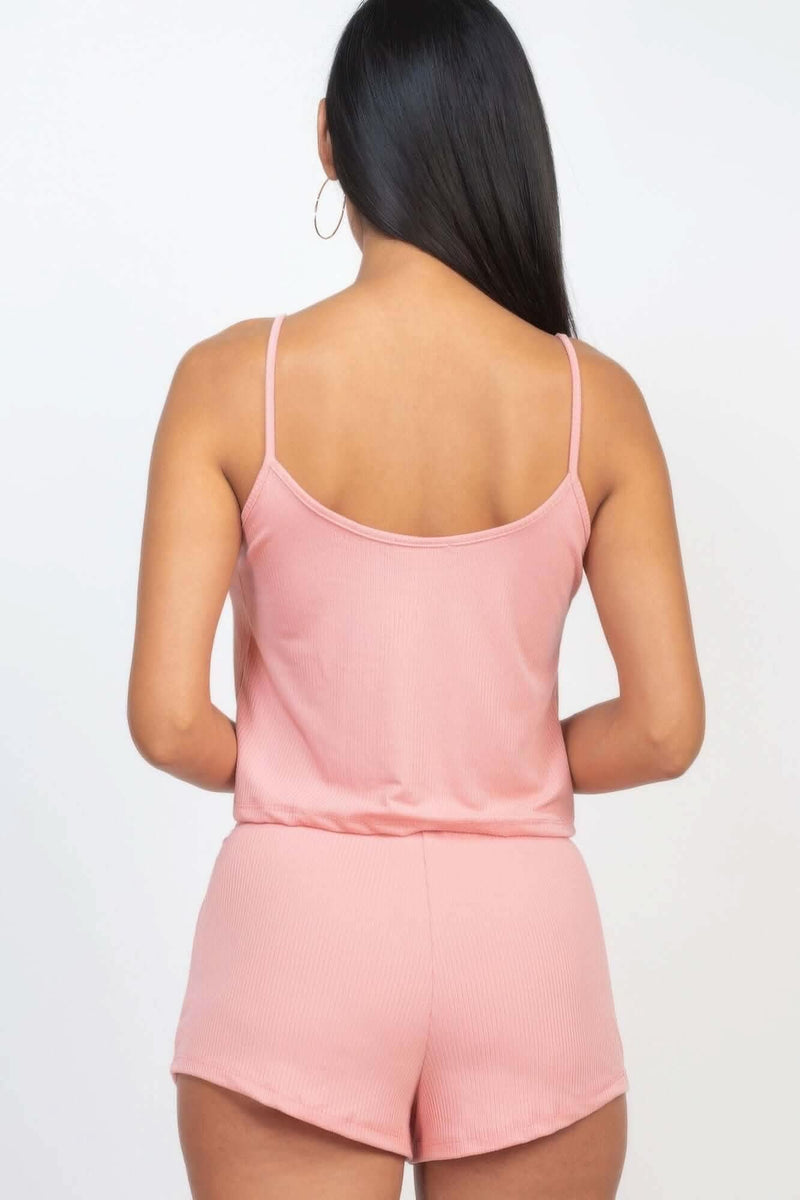 Ribbed Strappy Top & Shorts Set - Fit Me For 20