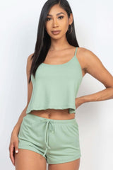 Ribbed Strappy Top & Shorts Set - Fit Me For 20