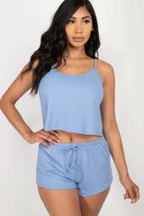 Ribbed Strappy Top & Shorts Set - Fit Me For 20