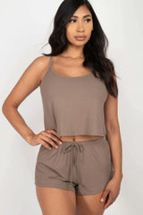 Ribbed Strappy Top & Shorts Set - Fit Me For 20