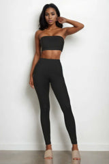 Ribbed Tube Top & Leggings Set - Fit Me For 20