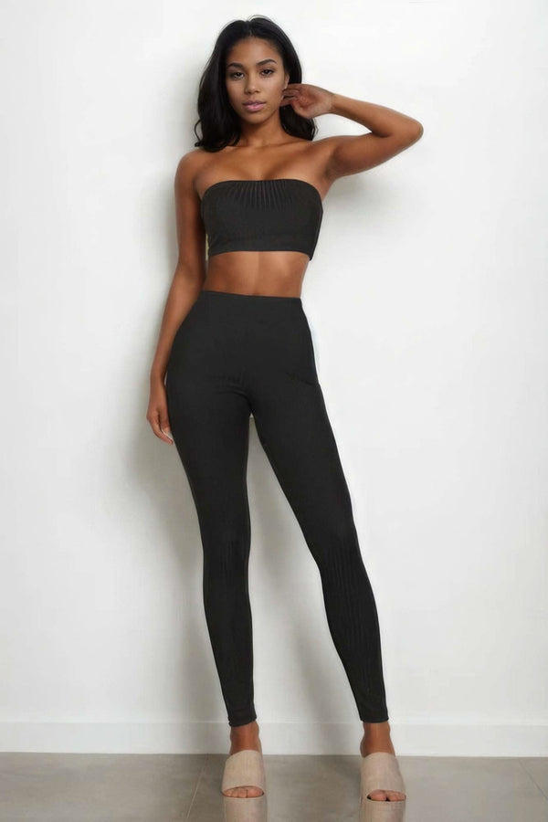Ribbed Tube Top & Leggings Set - Fit Me For 20