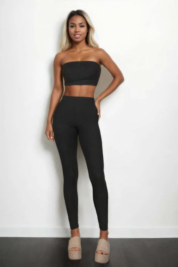 Ribbed Tube Top & Leggings Set - Fit Me For 20