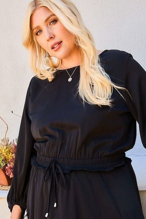 Round Neck 3/4 Bubble Sleeve Gingham Ruffle Romper - Fit Me For 20