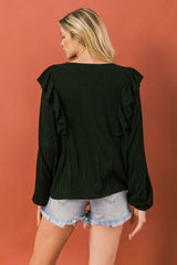Round Neckline Front Ruffle Detail Knit Top - Fit Me For 20