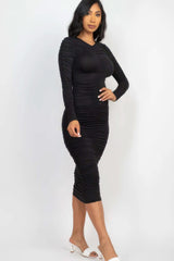 Ruched Long Sleeve Midi Dress - Fit Me For 20