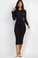 Ruched Long Sleeve Midi Dress - Fit Me For 20