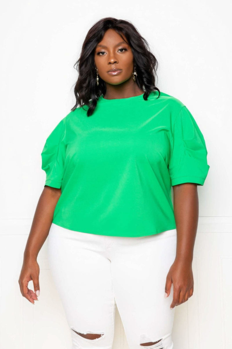 Ruched Puff Sleeve Blouse Top - Fit Me For 20