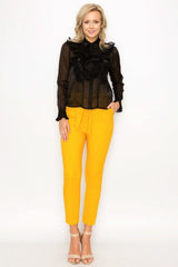 Ruffle Trim Long Sleeve Blouse - Fit Me For 20