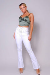 Sexy Spaghetti Strap Ruched Front Scarf Front Top - Fit Me For 20