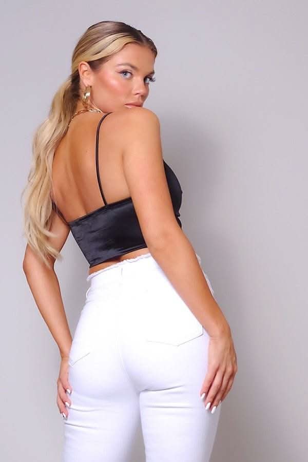 Sexy Spaghetti Strap Ruched Front Scarf Front Top - Fit Me For 20