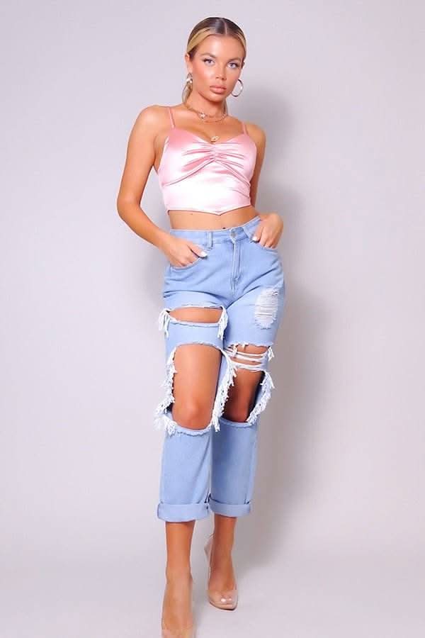 Sexy Spaghetti Strap Ruched Front Scarf Front Top - Fit Me For 20