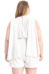 Shimmer Fabric Draped Open Sleeve Romper - Fit Me For 20