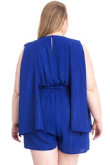 Shimmer Fabric Draped Open Sleeve Romper - Fit Me For 20