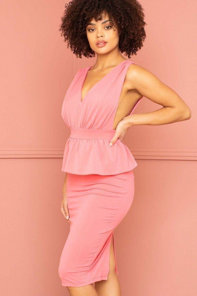 Shimmer Peplum Midi Dress - Fit Me For 20