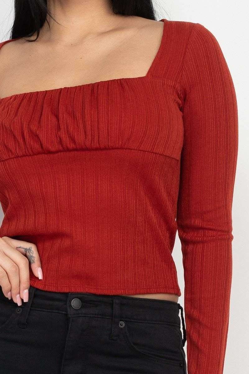Shirred Square Neck Top - Fit Me For 20