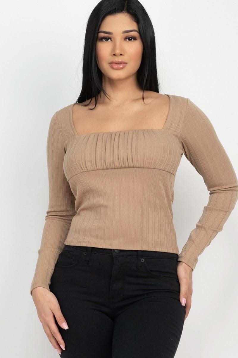 Shirred Square Neck Top - Fit Me For 20