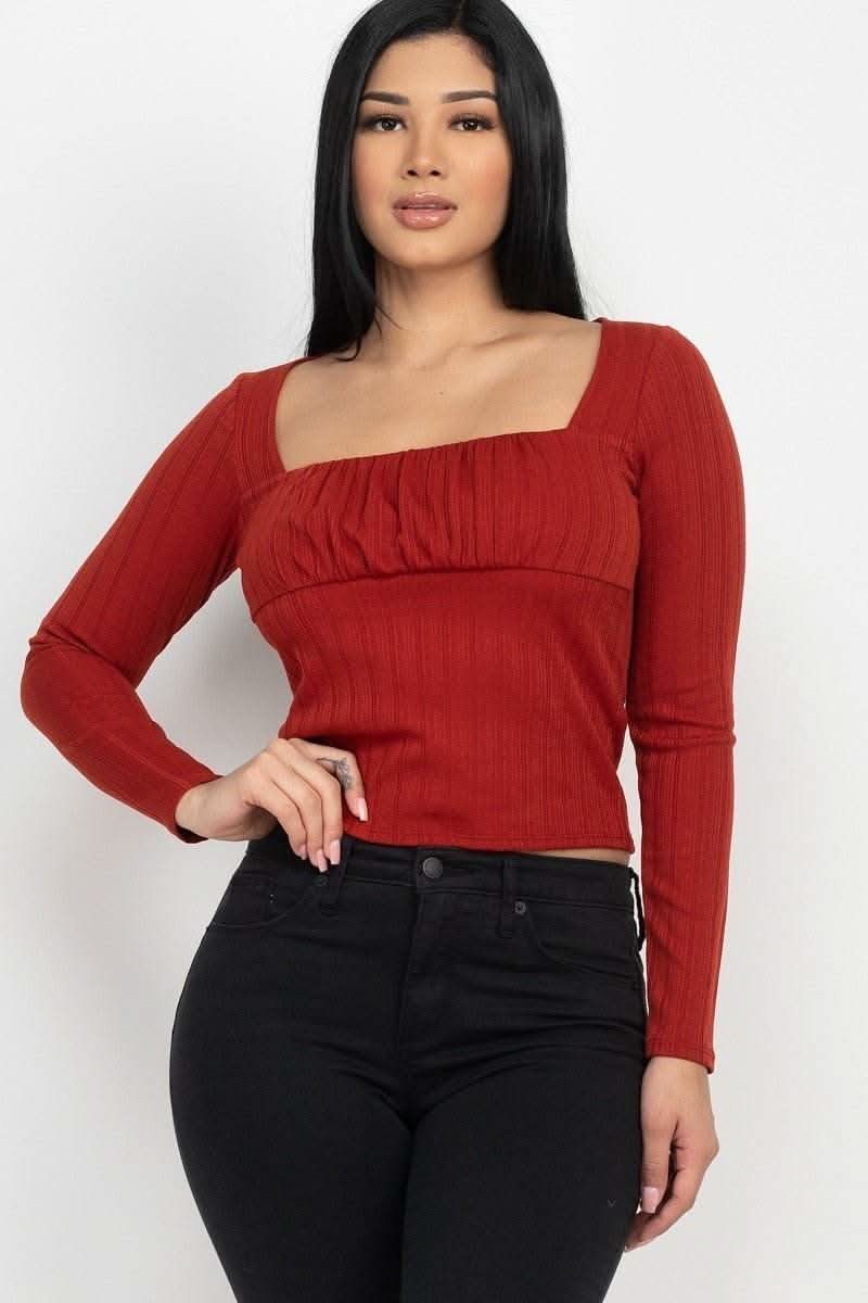 Shirred Square Neck Top - Fit Me For 20