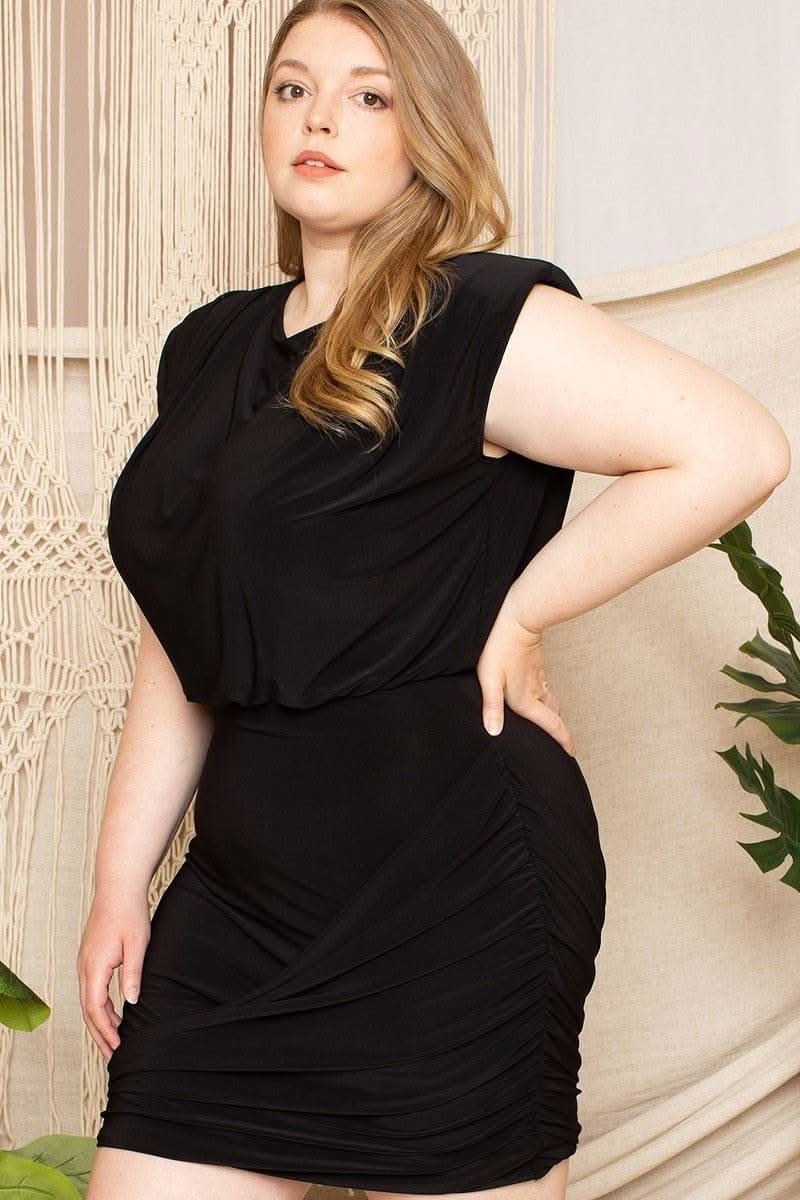 Shirring Detailed Mini Dress - Fit Me For 20