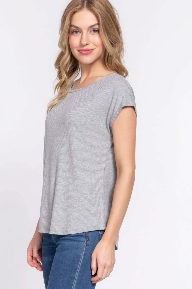 Short Dolman Slv Rib Knit Top - Fit Me For 20