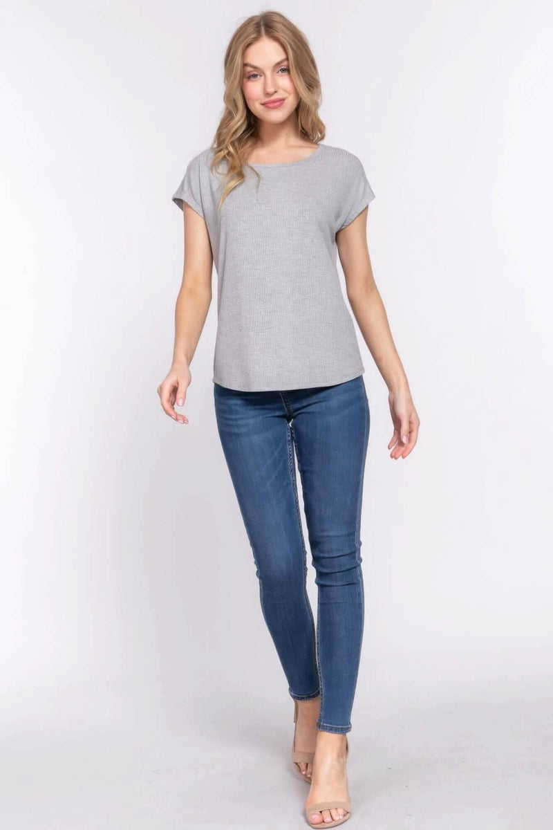 Short Dolman Slv Rib Knit Top - Fit Me For 20