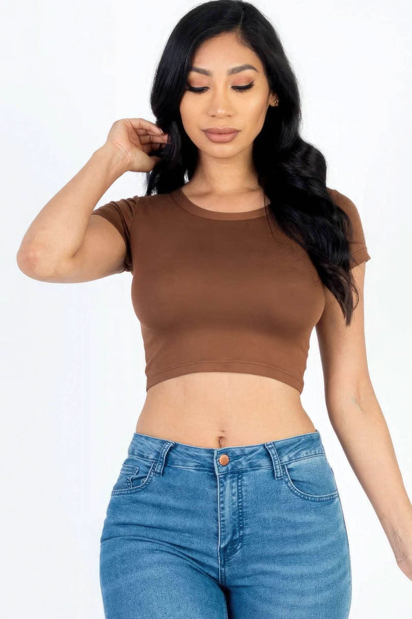 Short Sleeve Roundneck Crop Top - Fit Me For 20