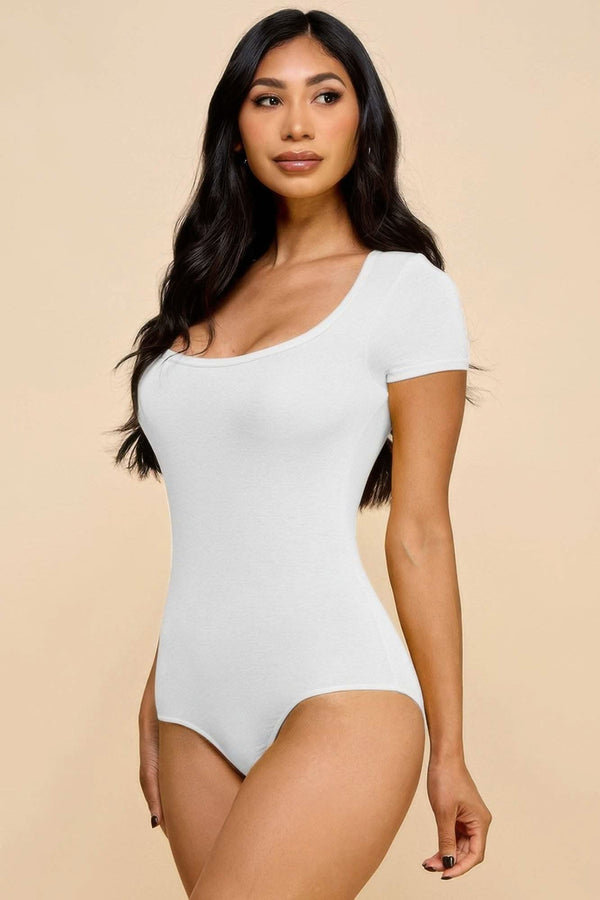 Short Sleeve V-neck Basic Bodysuit - Fit Me For 20