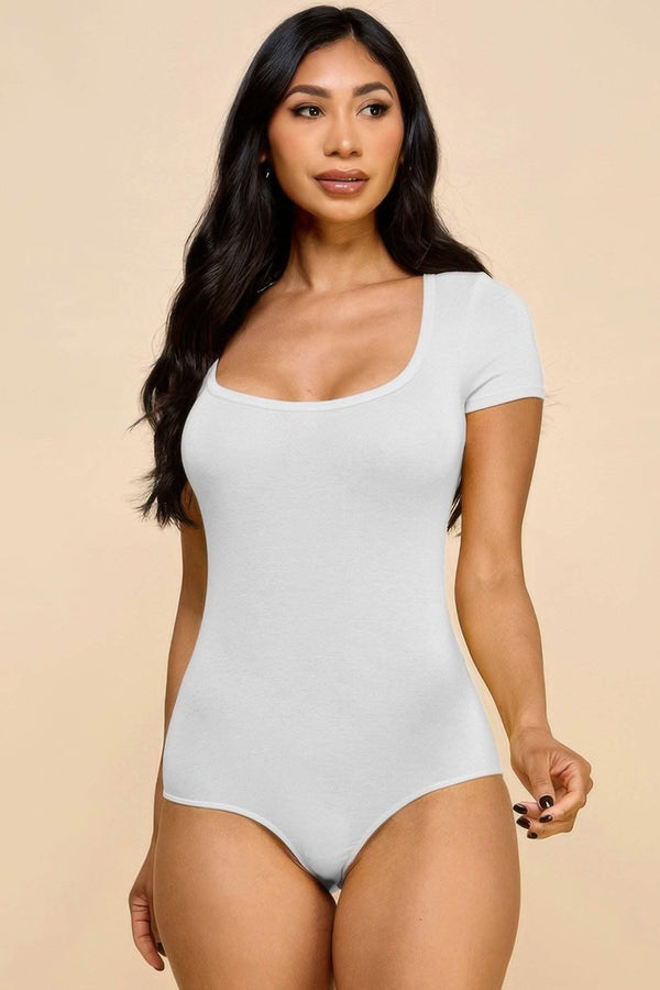 Short Sleeve V-neck Basic Bodysuit - Fit Me For 20