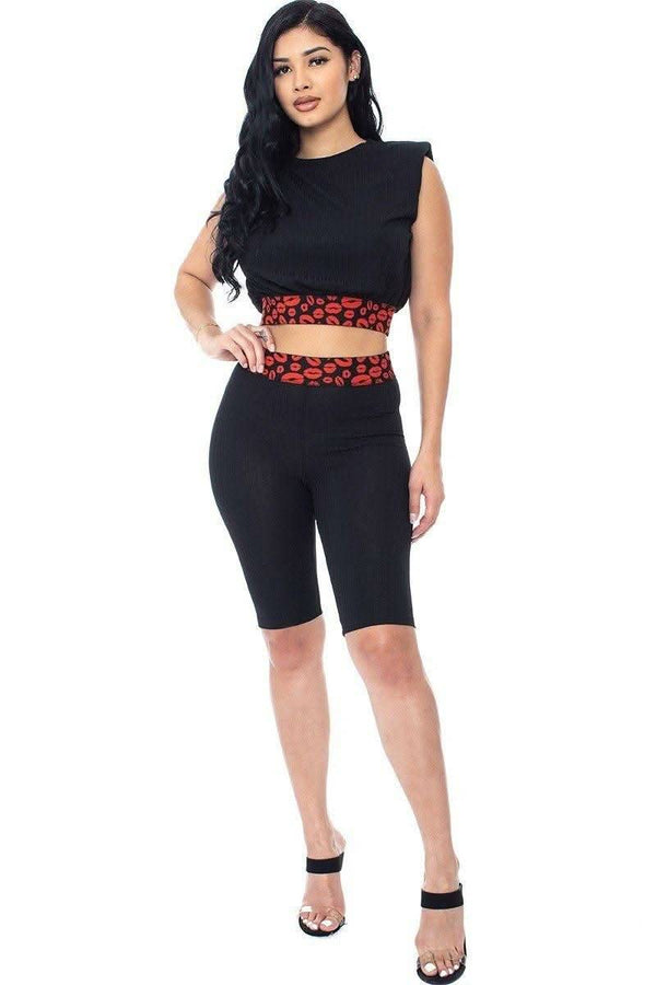 Shoulder Pad And Leopard Detailed Biker Shorts - Fit Me For 20