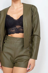 Side Button Detailed Jacket & Shorts Set - Fit Me For 20