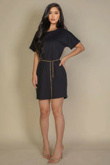 Side Pocket Double Folded Mini Dress - Fit Me For 20
