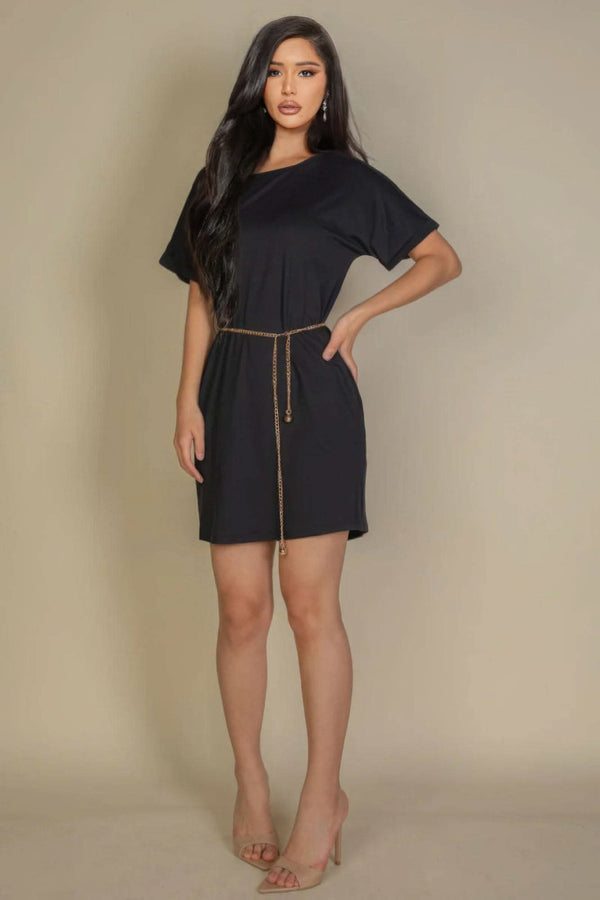 Side Pocket Double Folded Mini Dress - Fit Me For 20
