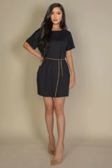 Side Pocket Double Folded Mini Dress - Fit Me For 20