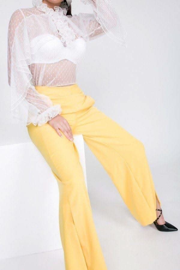 Side Slit Detail Wide Leg Pants - Fit Me For 20