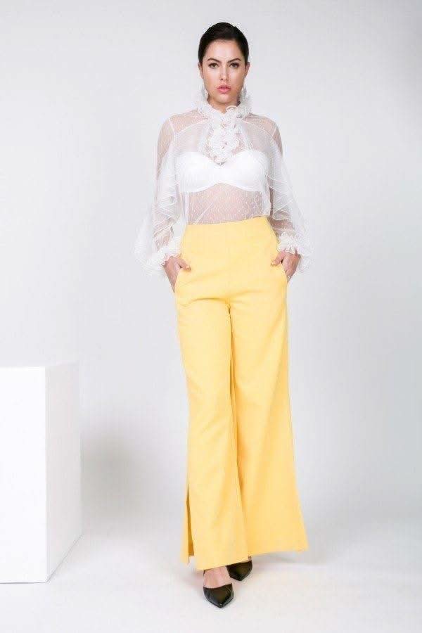 Side Slit Detail Wide Leg Pants - Fit Me For 20