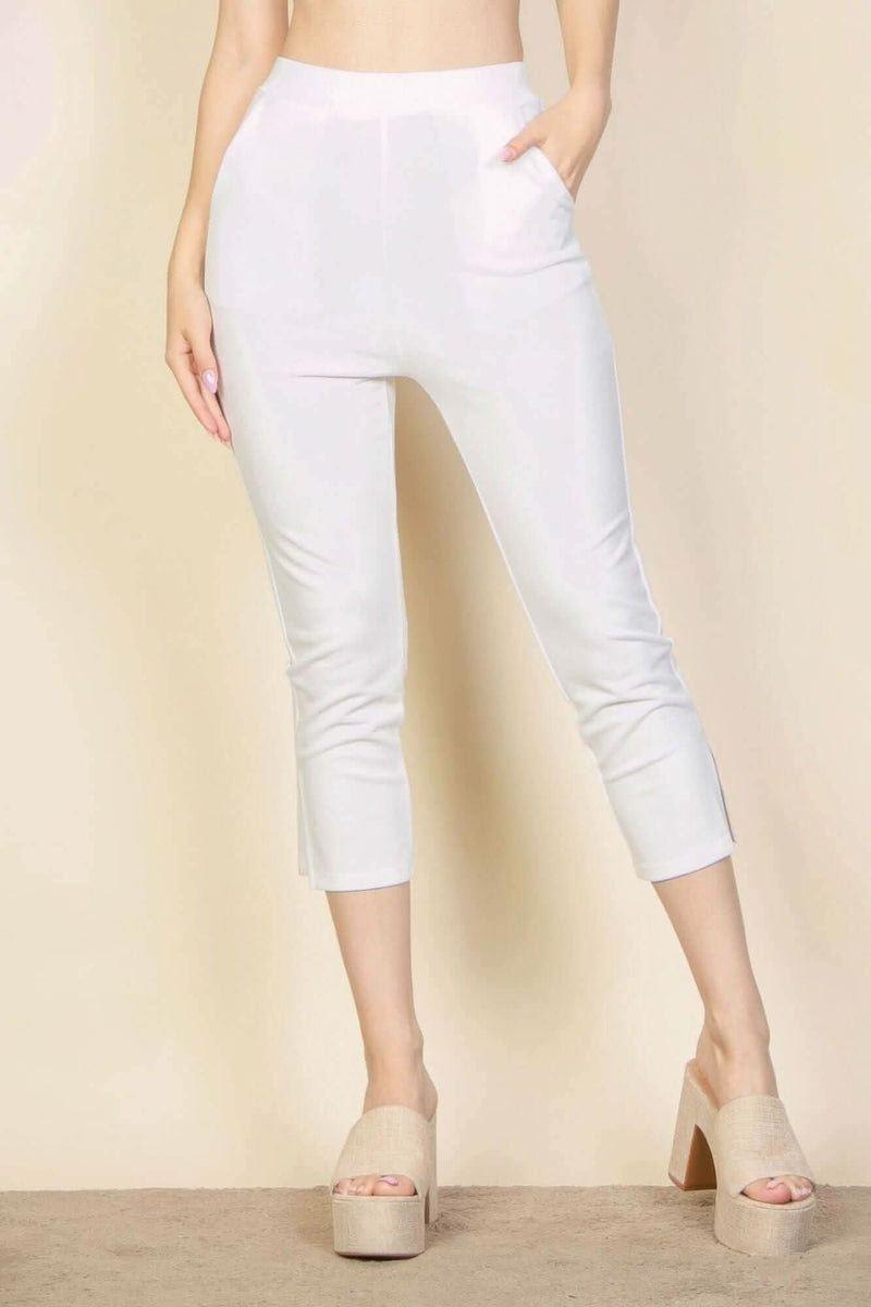 Slit Hem Cropped Pants - Fit Me For 20