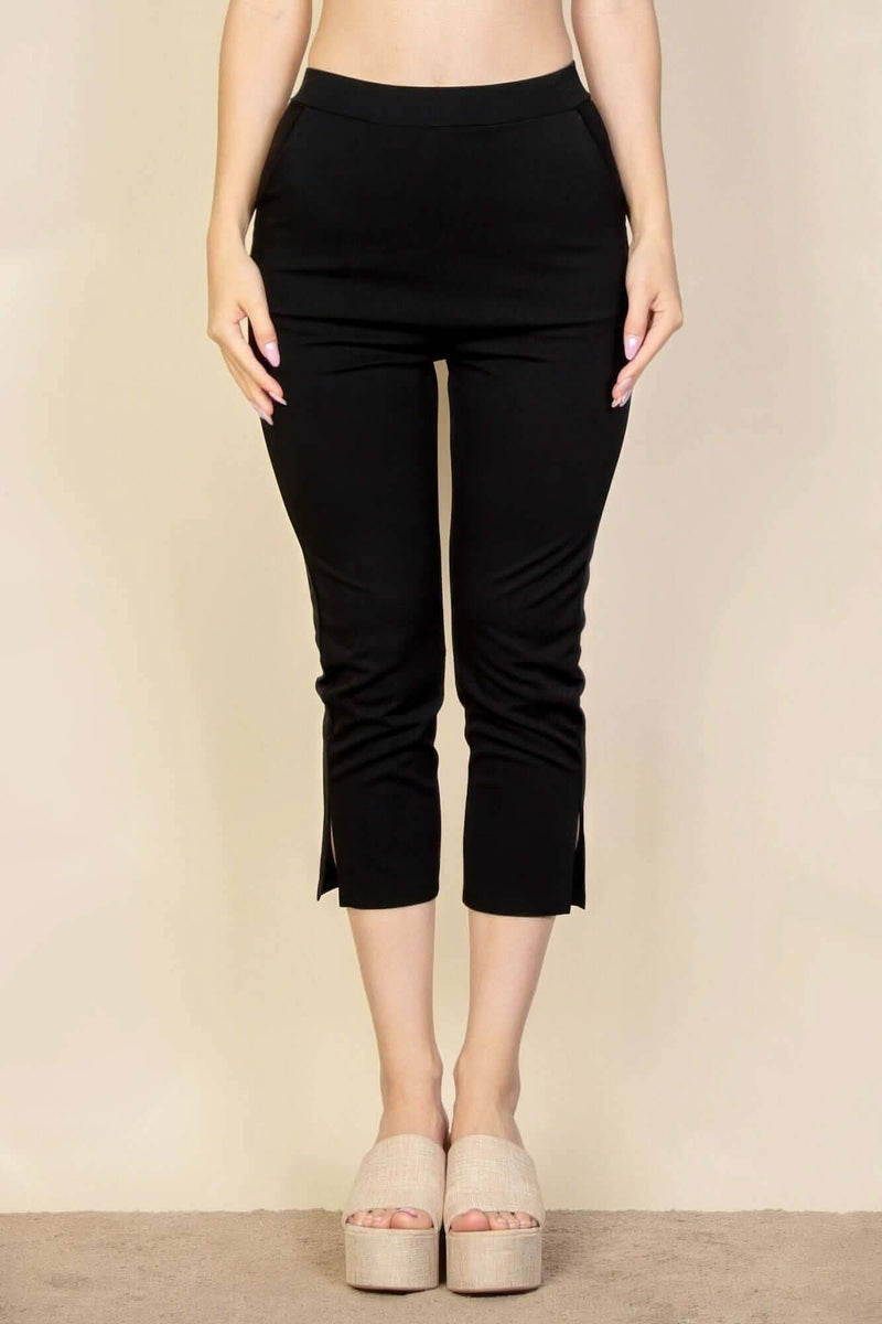 Slit Hem Cropped Pants - Fit Me For 20