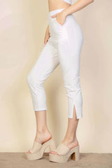 Slit Hem Cropped Pants - Fit Me For 20